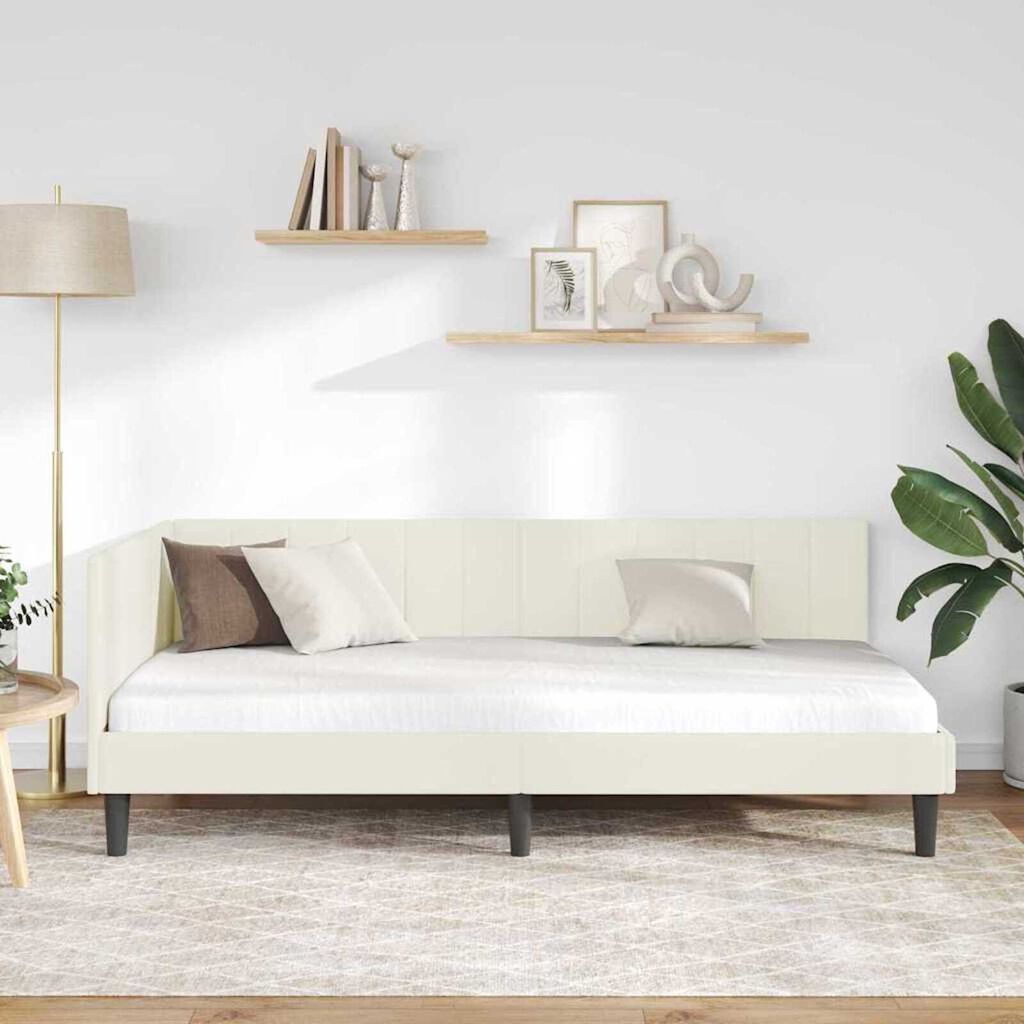 vidaXL Κρεβάτι Γωνίας με κεφαλάρι Κρεμ 90 x 200 cm Βελούδο