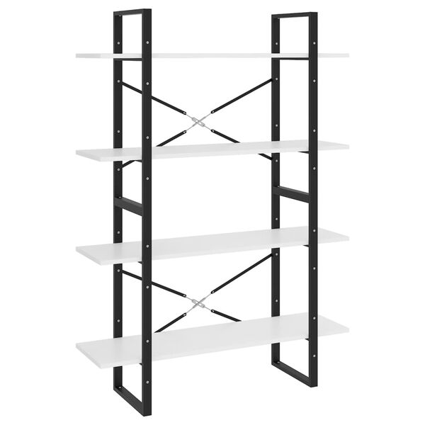 vidaXL Βιβλιοθήκη με 4 Ράφια Λευκή 100 x 30 x 140 εκ. από Επεξ. Ξύλο