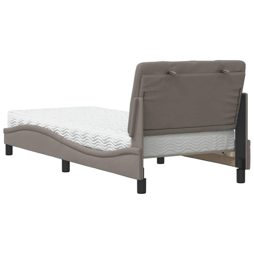vidaXL Κρεβάτι με Στρώμα Taupe 90x190 εκ.Υφασμάτινο