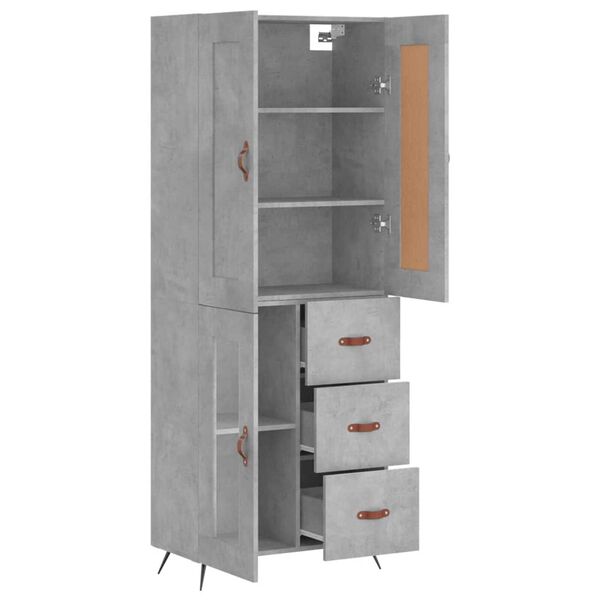 vidaXL Ντουλάπι Γκρι Σκυροδέματος 69,5x34x180 εκ. Επεξεργασμένο Ξύλο