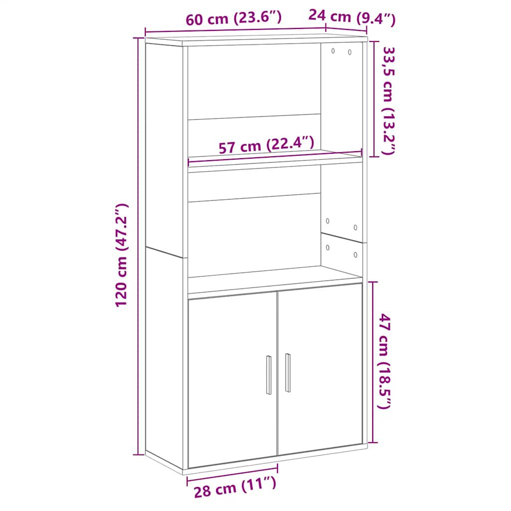 vidaXL Βιβλιοθήκη Λευκή 60x24x120 εκ. από Επεξεργασμένο Ξύλο