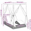vidaXL Διπλή ξαπλώστρα με οροφή Μαύρο 205 x 129 x 200 εκ PE ρατάν