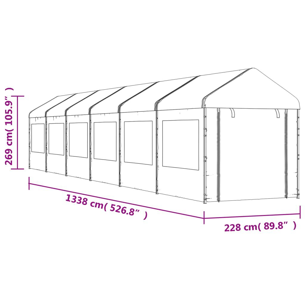 vidaXL Κιόσκι με Τέντα Λευκό 13,38 x 2,28 x 2,69 μ. από Πολυαιθυλένιο