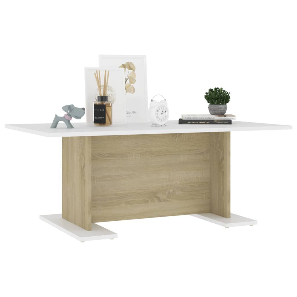 vidaXL Τραπεζάκι Σαλονιού Λευκό/Sonoma Δρυς 103,5x60x40 εκ Μοριοσανίδα
