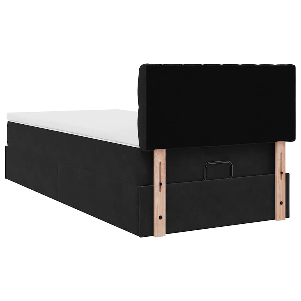 vidaXL Οθωμανικό κρεβάτι με στρώμα Μαύρο 80x200cm Velvet