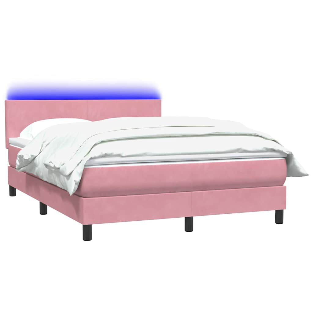 vidaXL Box Spring κρεβάτι με στρώμα ροζ 140x220 cm Βελούδινο