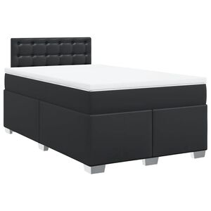vidaXL Κρεβάτι Boxspring με Στρώμα Μαύρο 120x190εκ.από Συνθετικό Δέρμα