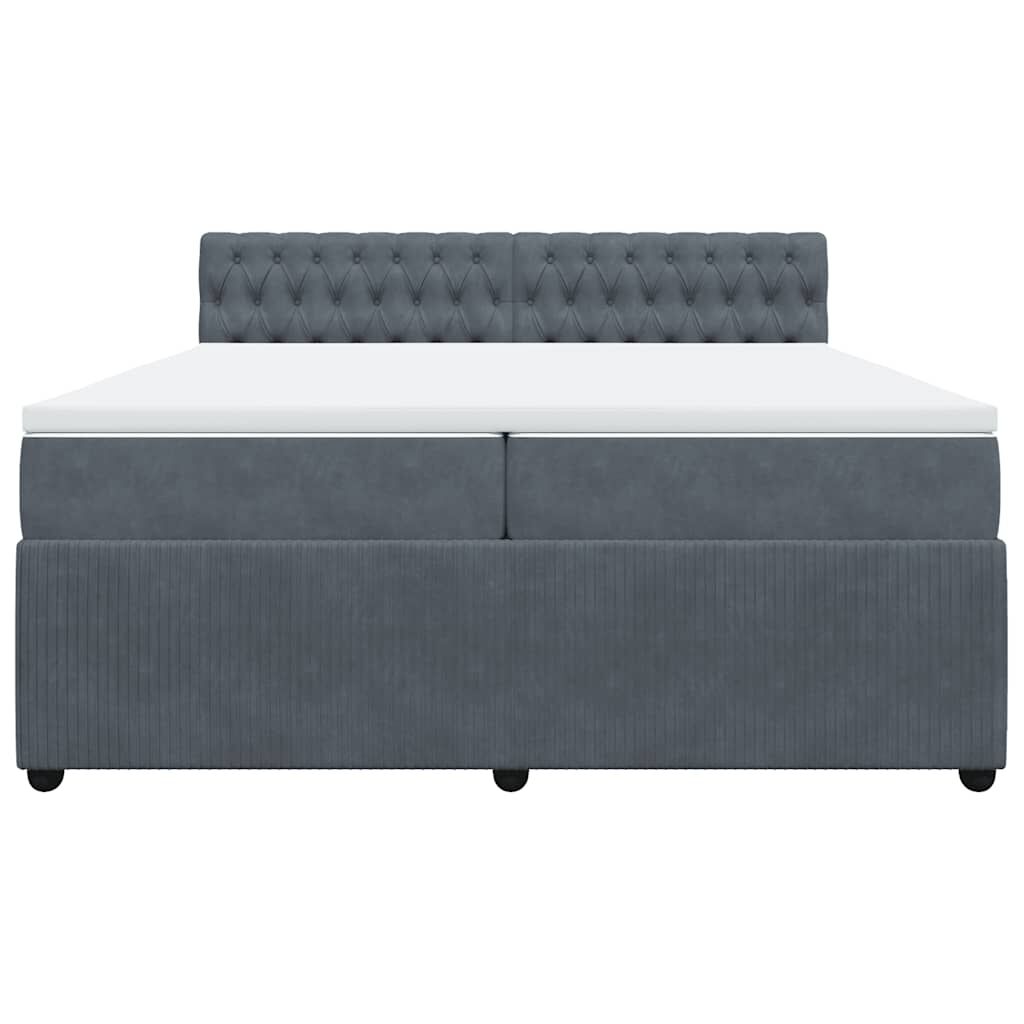 vidaXL Κρεβάτι Boxspring με Στρώμα Σκούρο Γκρι 200x200 εκ. Βελούδινο