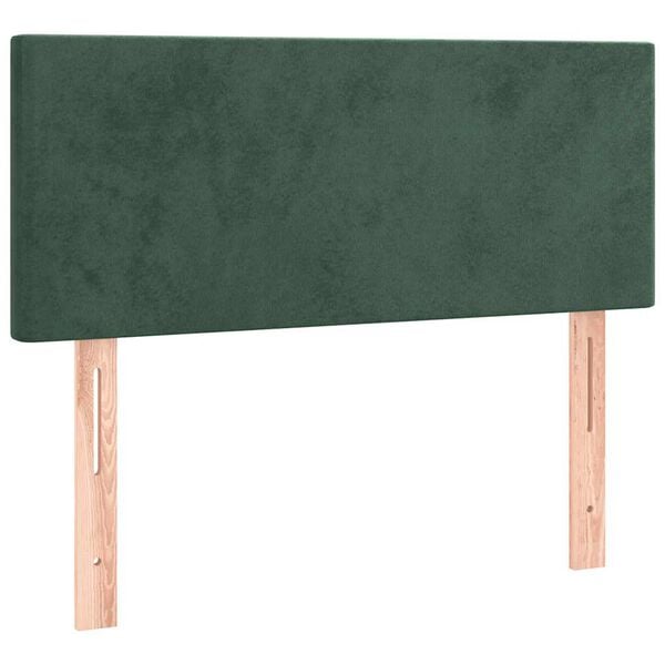 vidaXL Κρεβάτι Boxspring με Στρώμα & LED Σκ. Πράσινο 120x190εκ Βελούδο