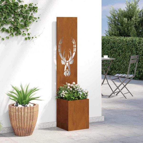 vidaXL Γλάστρα Κήπου με Διακοσμητική Πάνελ Σκ rusty 32 x 140 εκ.
