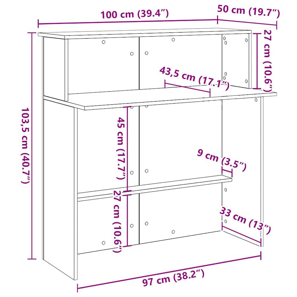 vidaXL Γραφείο υποδοχής Sonoma Δρυς 100x50x103,5εκ. Επεξεργασμένο Ξύλο
