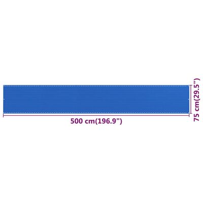 vidaXL Διαχωριστικό Βεράντας Μπλε 75x500 εκ. από HDPE