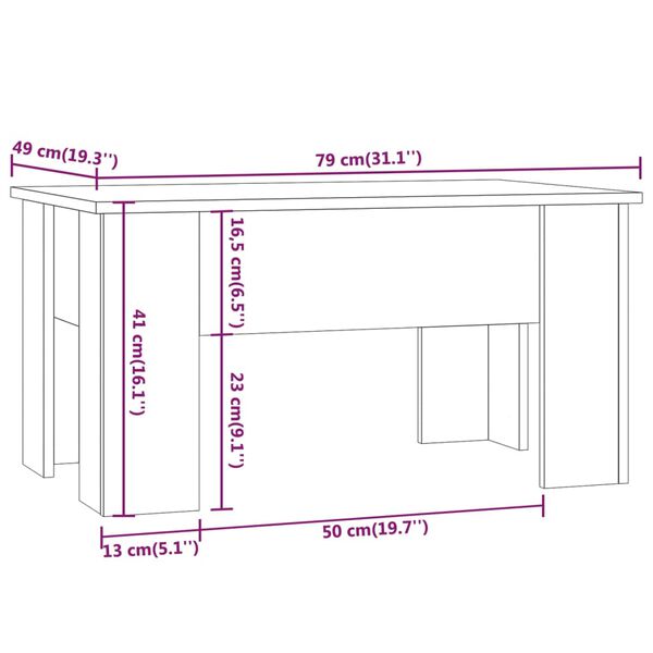 vidaXL Τραπεζάκι Σαλονιού Γκρι Sonoma 79x49x41 εκ. Επεξεργασμένο Ξύλο