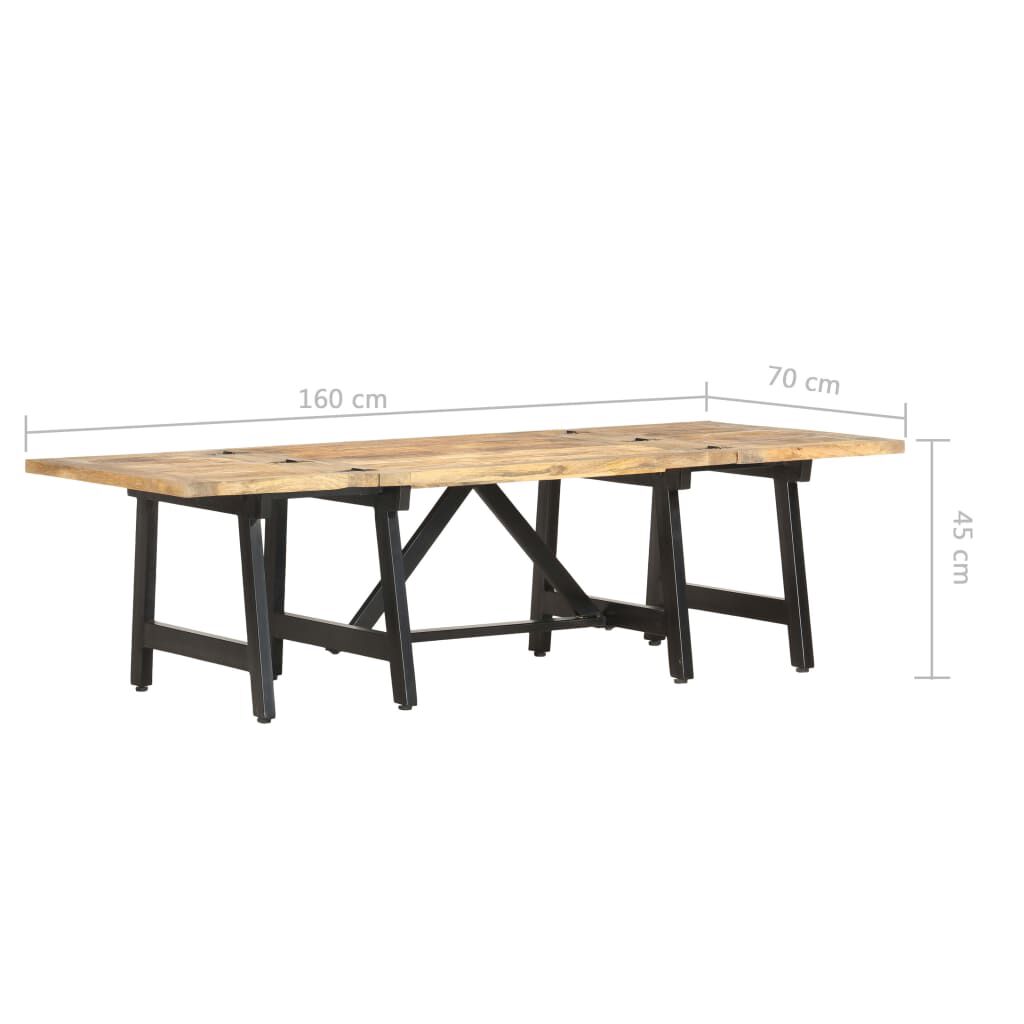 vidaXL Τραπέζι Σαλονιού Επεκτεινόμενο 160x70x45 εκ. Μασίφ Ξύλο Μάνγκο