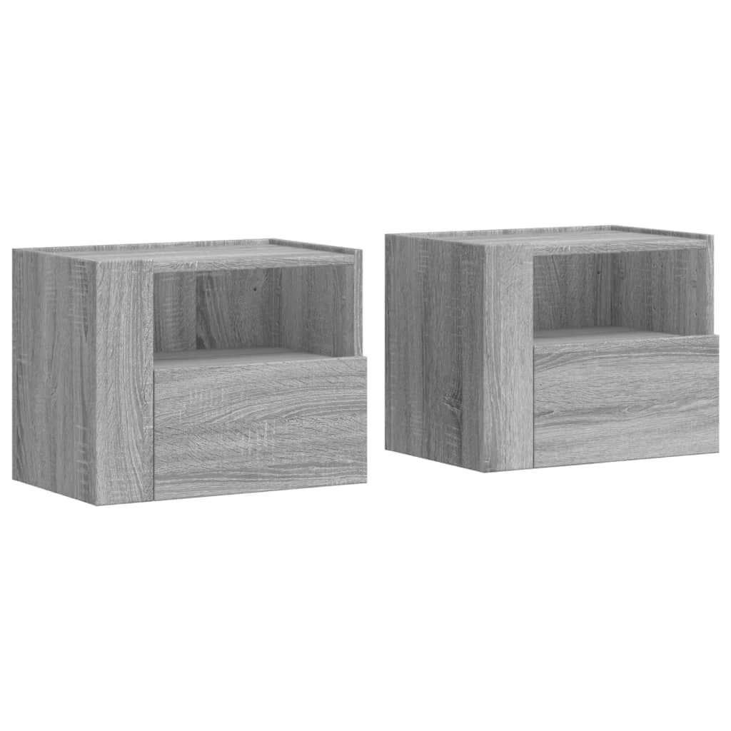 vidaXL Κομοδίνα Επιτοίχια 2 τεμ. Γκρι Sonoma 45x30x35 εκ.