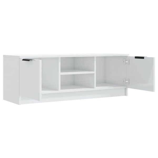 vidaXL Έπιπλο Τηλεόρασης Γυαλ. Λευκό 102x35x36,5 εκ Επεξεργασμένο Ξύλο