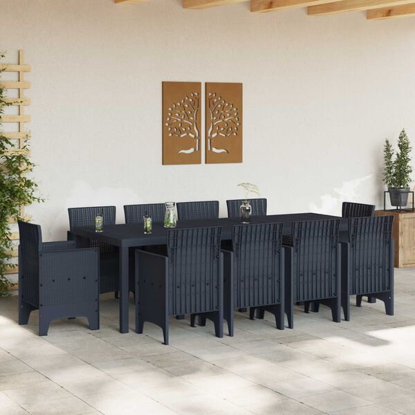 vidaXL Σετ Τραπεζαρίας Εξωτερικού Χώρου 9 pcs Λευκό 250 x 100 x 73 εκ