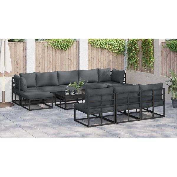 vidaXL Σετ Καναπέ Κήπου 10 pcs Μαύρο 353 x 141.5 x 71 εκ Αλουμίνιο