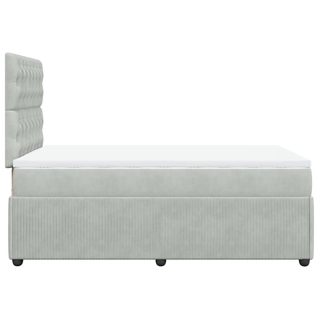 vidaXL Κρεβάτι Boxspring με Στρώμα Ανοιχτό Γκρι 120x200 εκ. Βελούδινο