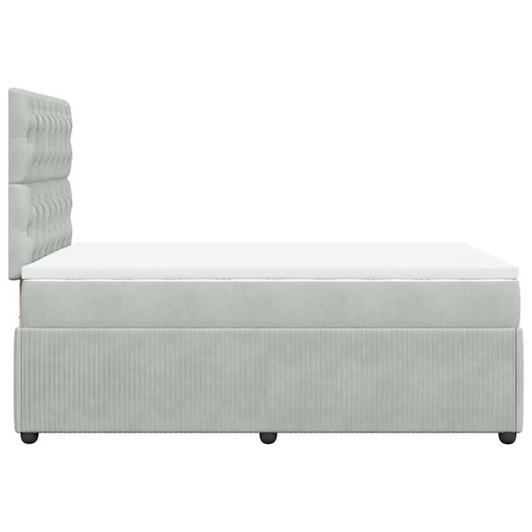 vidaXL Κρεβάτι Boxspring με Στρώμα Ανοιχτό Γκρι 120x200 εκ. Βελούδινο
