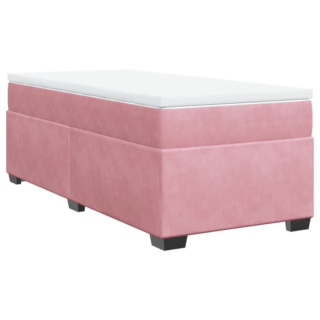 vidaXL Κρεβάτι Boxspring με Στρώμα Ροζ 80 x 200 εκ. Βελούδινο