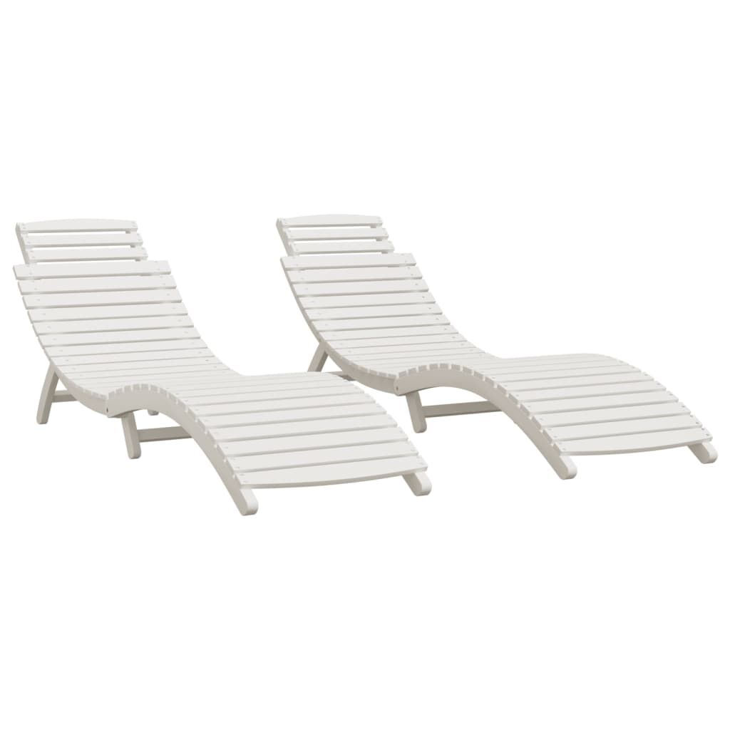 vidaXL Ξαπλώστρες 2 τεμ. Λευκές 184x55x64 εκ. από Μασίφ Ξύλο Ακακίας