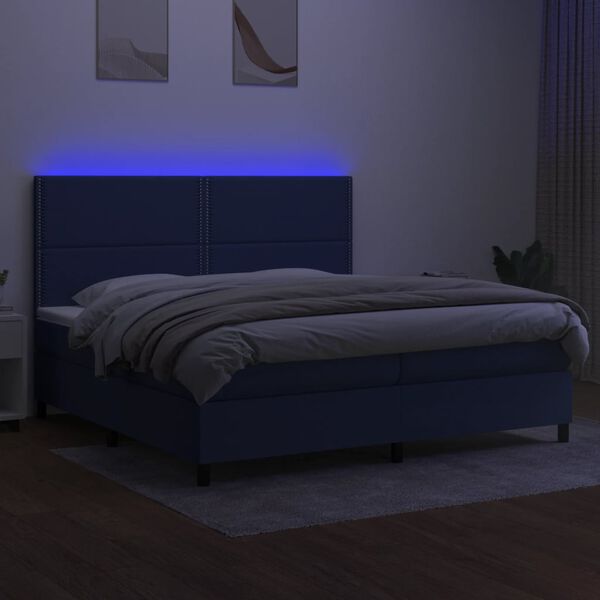 vidaXL &Kappa;&rho;&epsilon;&beta;ά&tau;&iota; Boxspring &mu;&epsilon; &Sigma;&tau;&rho;ώ&mu;&alpha; & LED &Mu;&pi;&lambda;&epsilon; 200x200 &epsilon;&kappa;. &Upsilon;&phi;&alpha;&sigma;&mu;ά&tau;&iota;&nu;&omicron;