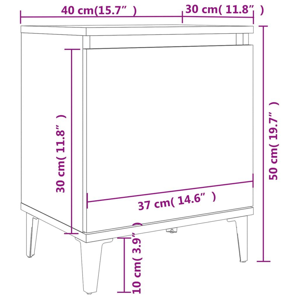 vidaXL Κομοδίνα Γυαλιστερό Μαύρο 40 x 30 x 50 εκ. με Μεταλλικά Πόδια