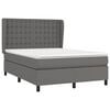 vidaXL Κρεβάτι Boxspring με Στρώμα Γκρι 140x190εκ. από Συνθετικό Δέρμα
