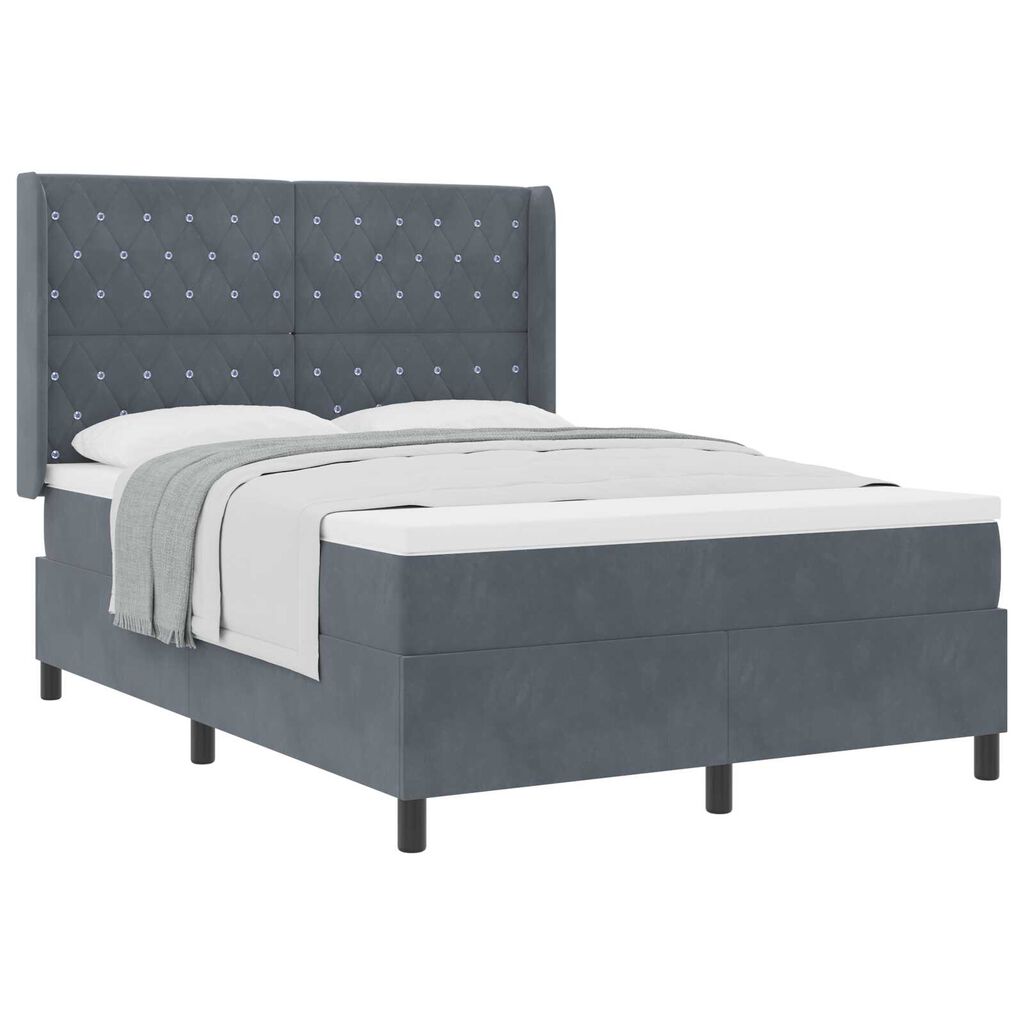 vidaXL Κρεβάτι με ελατήρια Σκούρο γκρι 140 x 190 cm Βελούδο