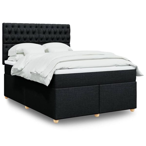 vidaXL &Kappa;&rho;&epsilon;&beta;ά&tau;&iota; Boxspring &mu;&epsilon; &Sigma;&tau;&rho;ώ&mu;&alpha; &Mu;&alpha;ύ&rho;&omicron; 140x190 &epsilon;&kappa;. &Upsilon;&phi;&alpha;&sigma;&mu;ά&tau;&iota;&nu;&omicron;