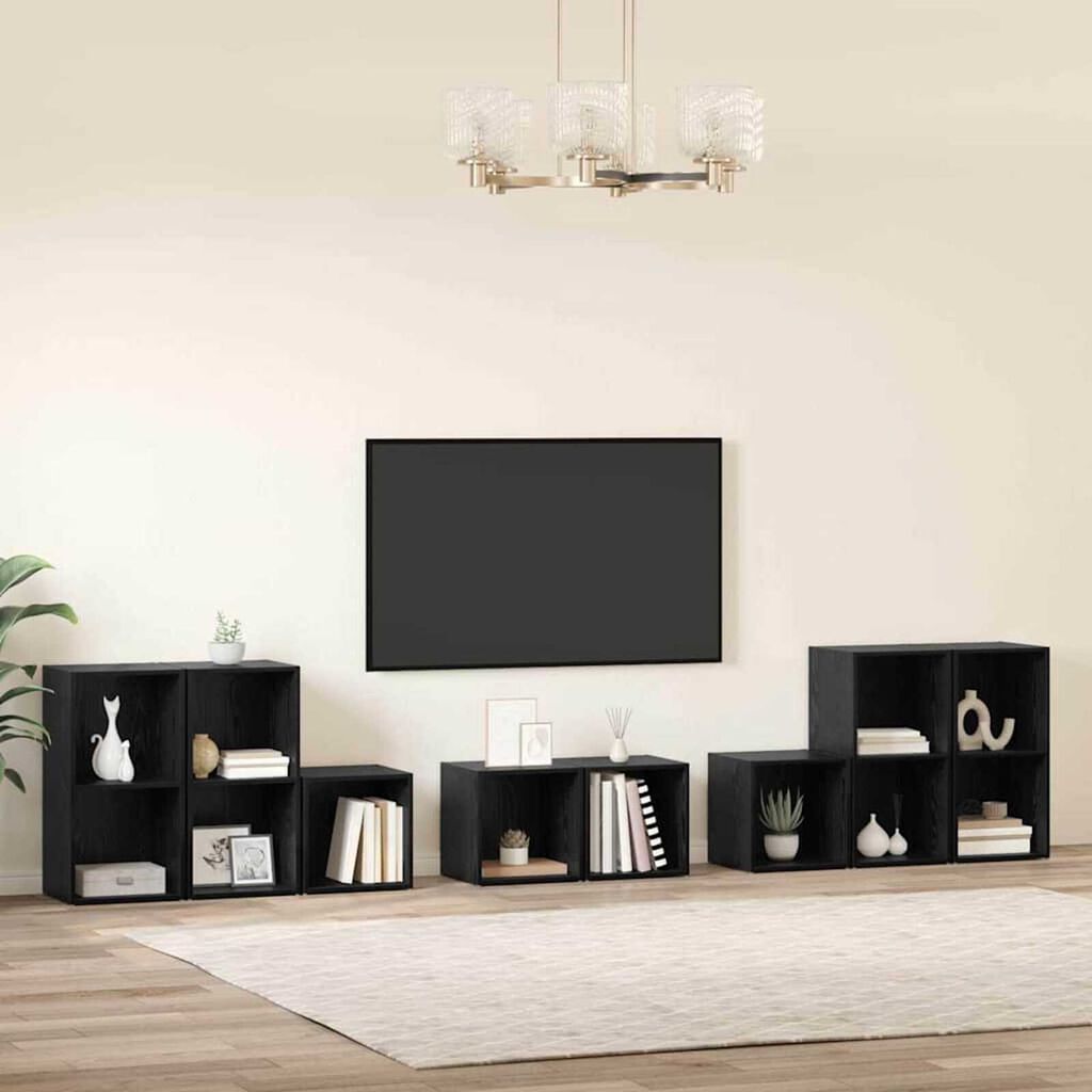 vidaXL ΣΕΤ ΒΑΘΜΟΛΟΓΗΣΗΣ ΤΗΛΕΟΡΑΣΗΣ 8 pcs Μαύρη Οξυά 37 x 35 x 72 εκ.