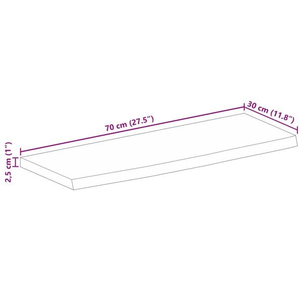 vidaXL Επιφάνεια Τραπεζιού 70x30x2,5 εκ. Live Edge Μασίφ Ξύλο Μάνγκο