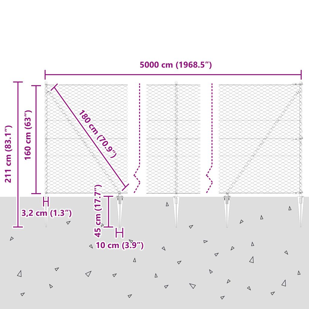 Φράχτης Hexagon vidaXL Πράσινος 1.6x50 μ Χάλυβας