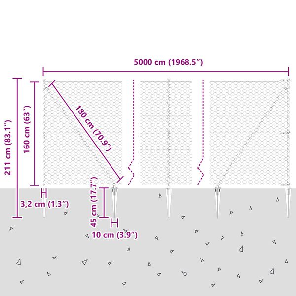Φράχτης Hexagon vidaXL Πράσινος 1.6x50 μ Χάλυβας