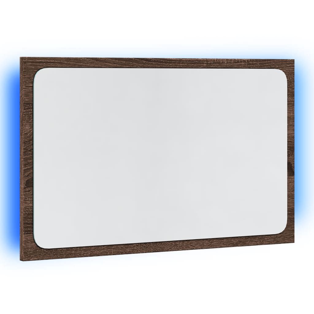 vidaXL LED Καθρέφτης Μπάνιου Καφέ Δρυς 60x8,5x38 εκ. Επεξεργ. Ξύλο