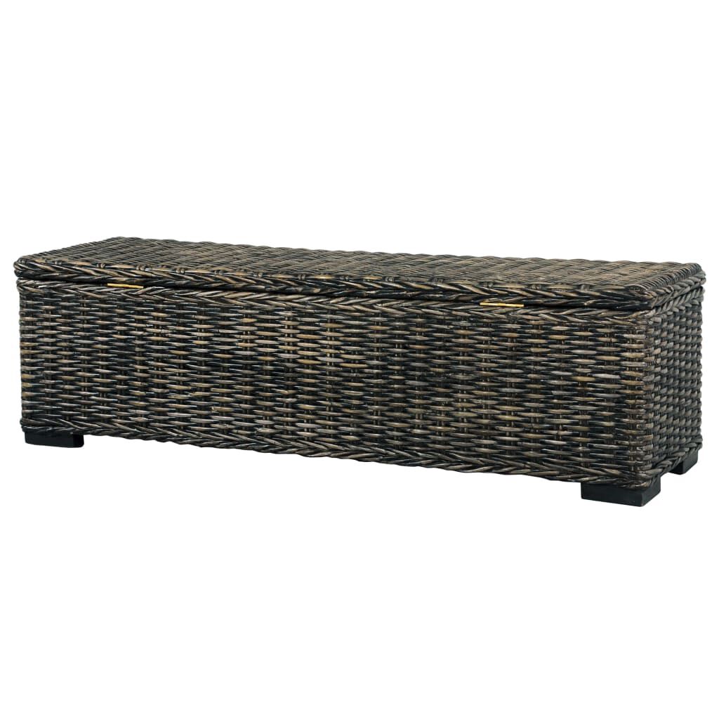 vidaXL Μπαούλο Αποθήκευσης Μαύρο 120 εκ. Ρατάν Kubu/Μασίφ Ξύλο Μάνγκο