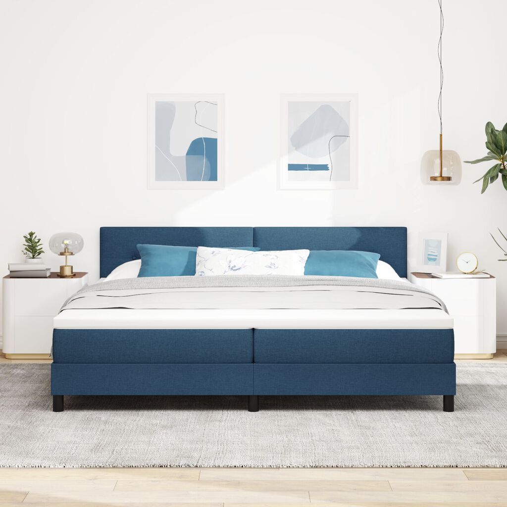 vidaXL Κρεβάτι με Βάση και Στρώμα Μπλε 200x200 εκ Ύφασμα