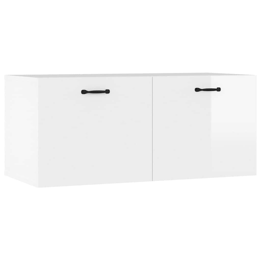 vidaXL Ντουλάπι Τοίχου Γυαλιστερό Λευκό 80x35x36,5 εκ. Επεξεργ. Ξύλο