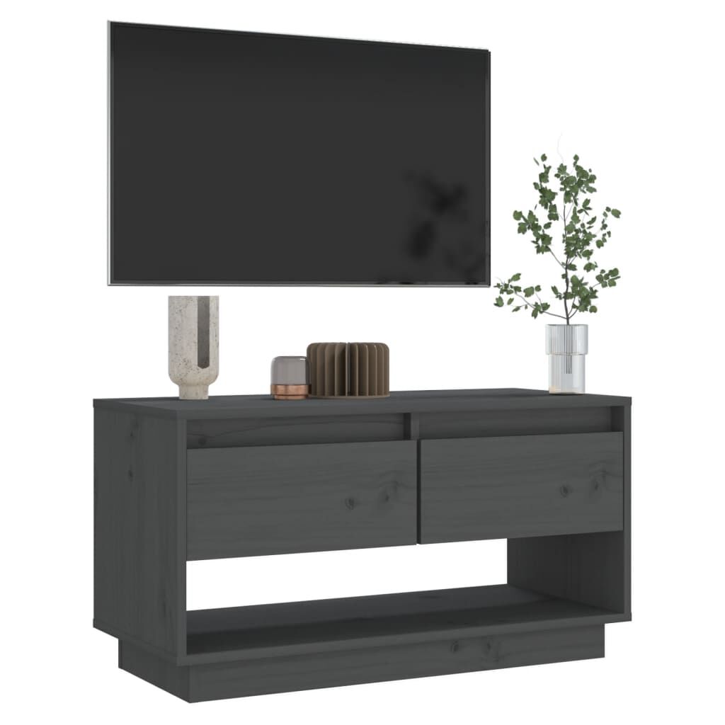 vidaXL Έπιπλο Τηλεόρασης Γκρι 74 x 34 x 40 εκ. από Μασίφ Ξύλο Πεύκου
