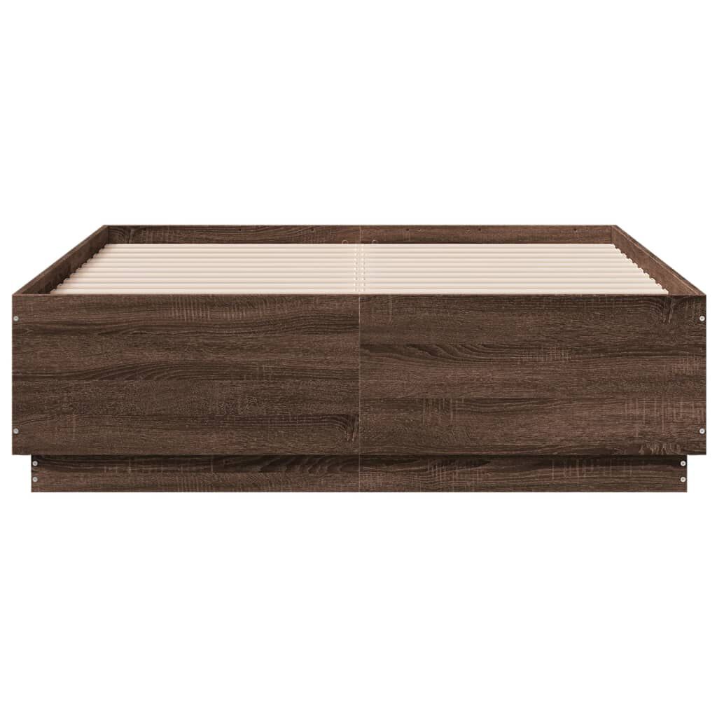 vidaXL Πλαίσιο Κρεβατιού Καφέ Δρυς 135x190 εκ. Επεξεργασμένο Ξύλο