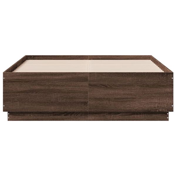 vidaXL Πλαίσιο Κρεβατιού Καφέ Δρυς 135x190 εκ. Επεξεργασμένο Ξύλο