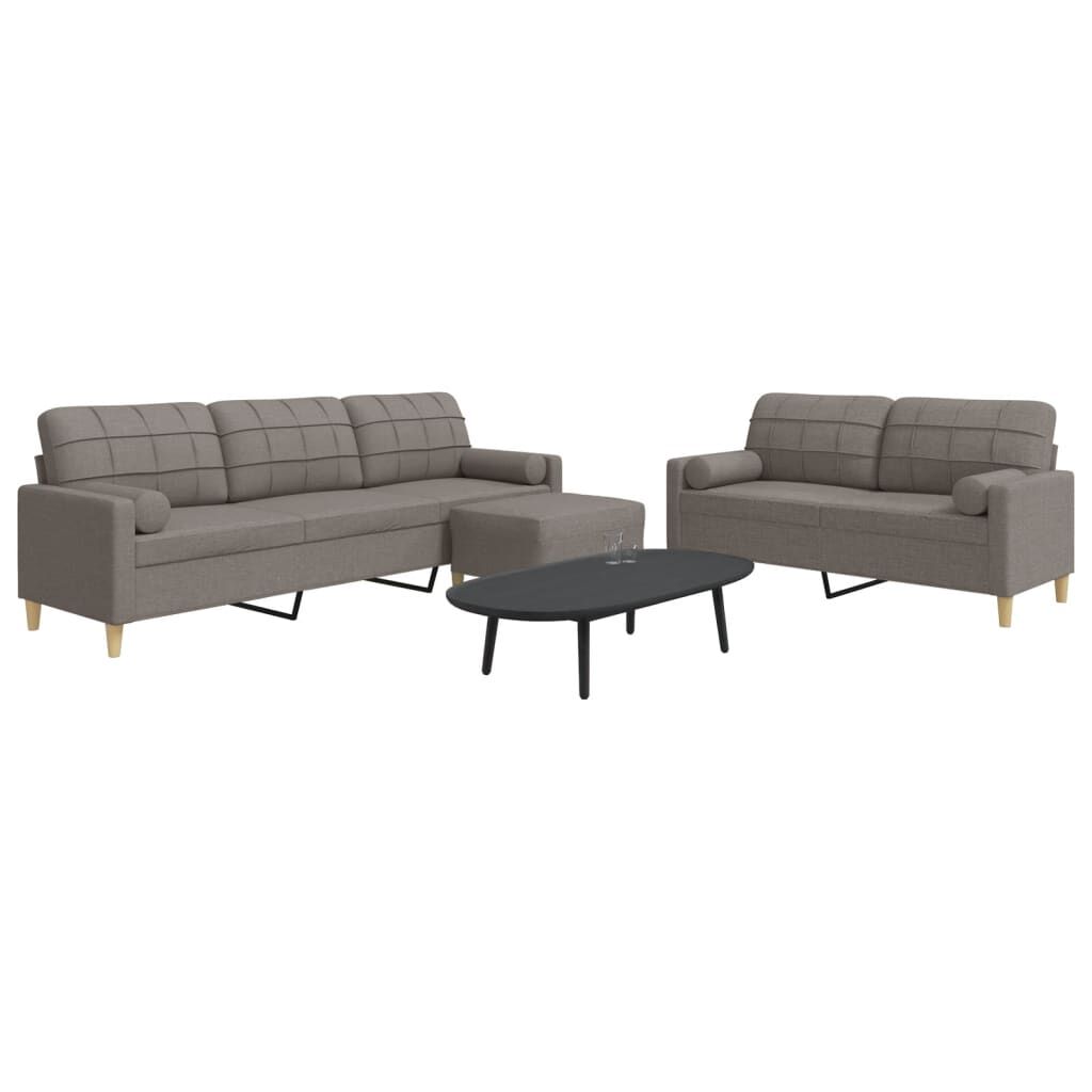vidaXL Σαλόνι Σετ 4 Τεμαχίων Taupe Ύφασμα + Μαξιλάρια/Υποπόδιο