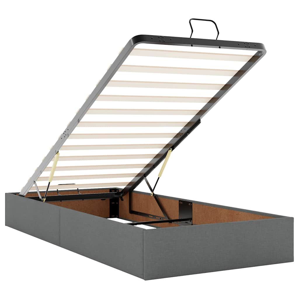 vidaXL Οθωμανικό κρεβάτι με στρώμα & LEDs Σκούρο γκρι ύφασμα 100x200cm