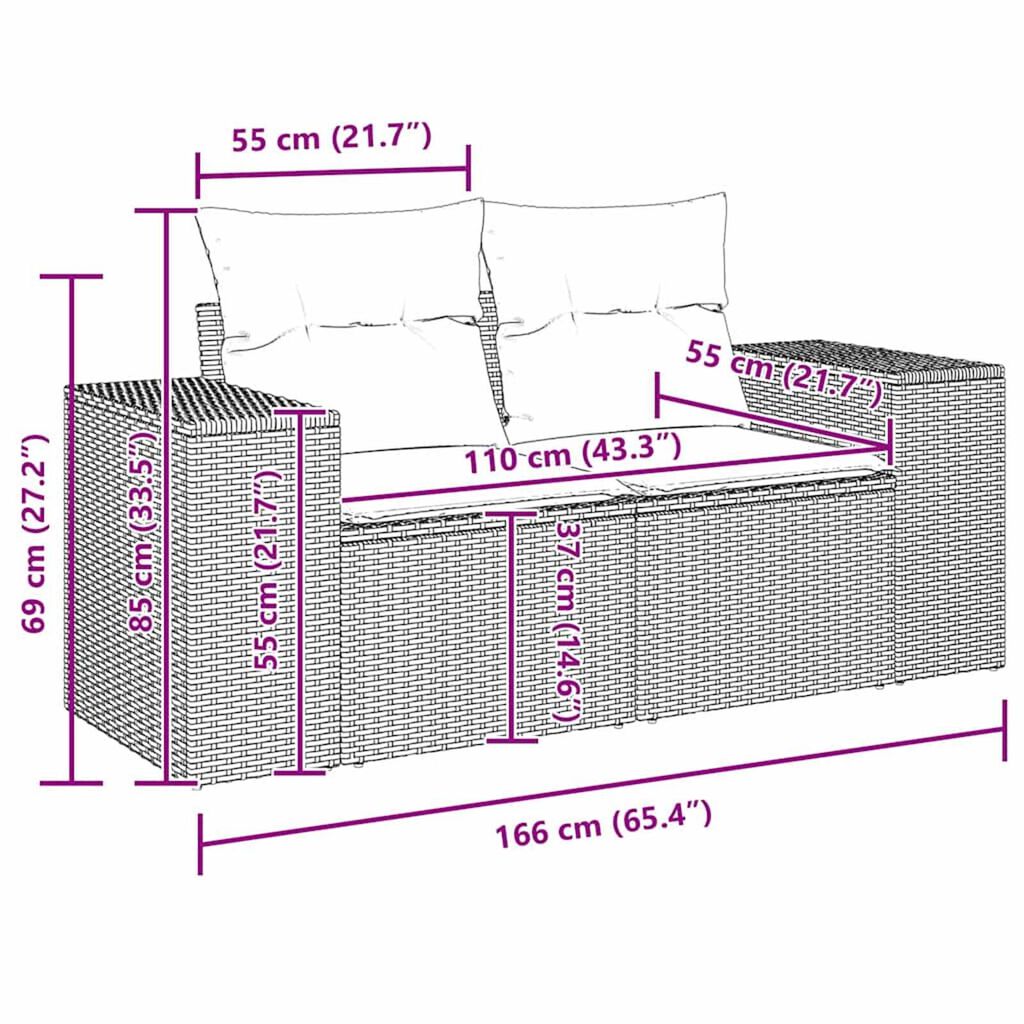 vidaXL Σετ Καναπέ Κήπου 8 pcs Γκρι συνθετικό ρατάν
