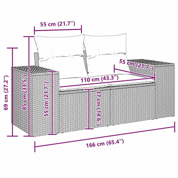 vidaXL Σετ Καναπέ Κήπου 8 pcs Γκρι συνθετικό ρατάν