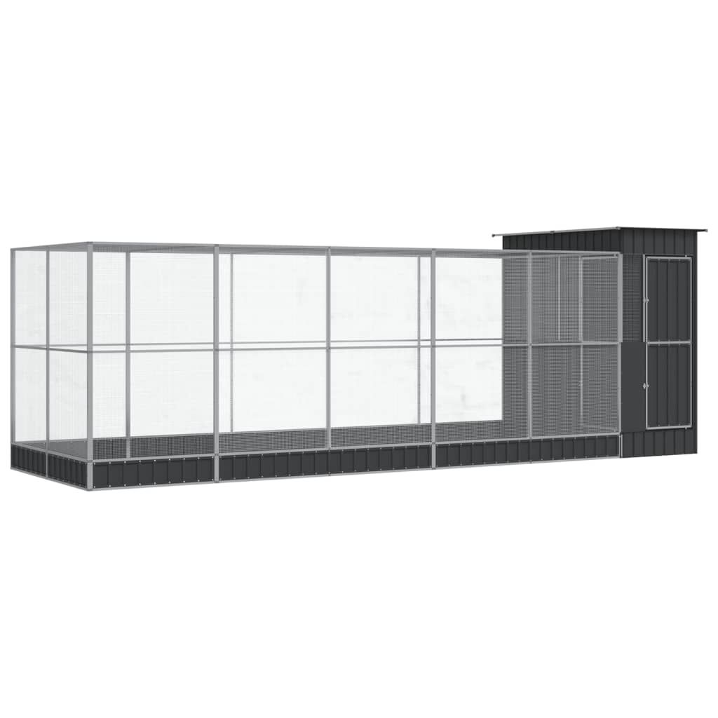 vidaXL Κλουβί με Επέκταση Ασημένιο 623x203x216 εκ. Ατσάλινο