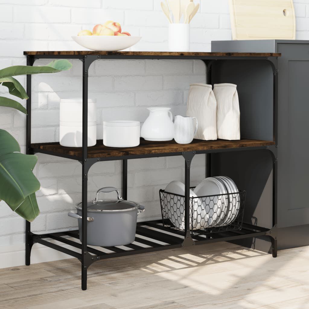 vidaXL Τρόλεϊ Κουζίνας Καπνιστή Δρυς 100x50x95 εκ. Επεξεργασμένο Ξύλο