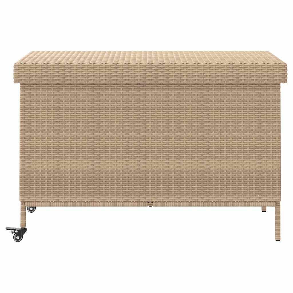 vidaXL Κουτί Αποθήκευσης Κήπου με Ρόδες 110x55x73 εκ. Συνθετικό Ρατάν