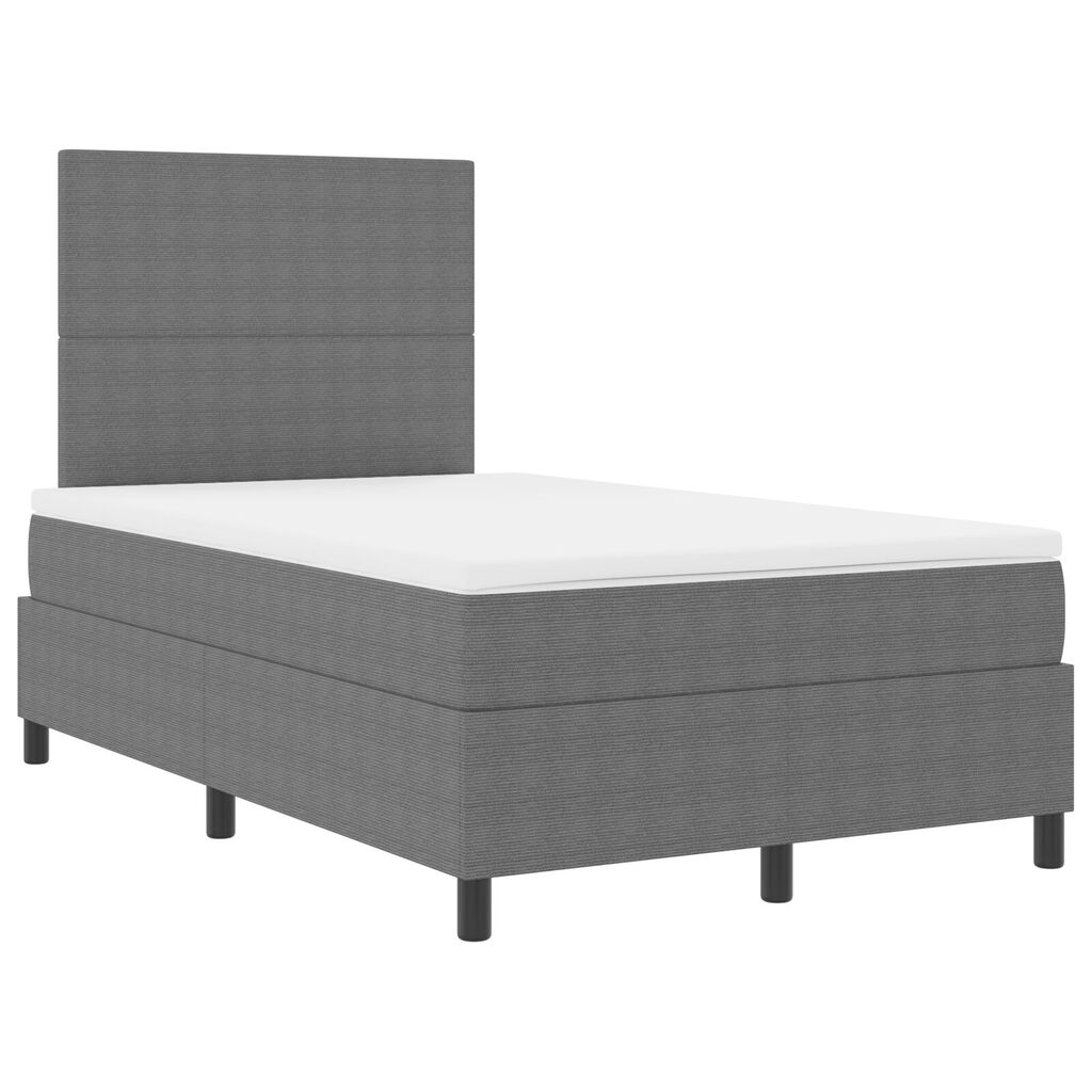 vidaXL Κρεβάτι Box Spring με Στρώμα & LED Ανοιχτό Γκρι 120x200 εκ Ραβδωτού ύφασματος